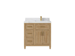Santa Monica Teak Wood 36 in. W x 22 in. D Right Offset Sink Bathroom Vanity - photo 7