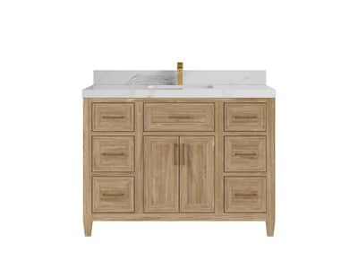 Santa Monica Teak Wood 48 in. W x 22 in. D Single Sink Bathroom Vanity