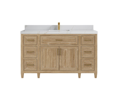 Santa Monica Teak Wood 60 in. W x 22 in. D Single Sink Bathroom Vanity