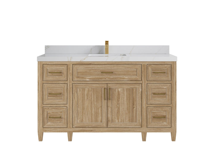 Santa Monica Teak Wood 60 in. W x 22 in. D Single Sink Bathroom Vanity - photo 7