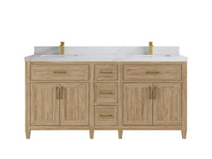Santa Monica Teak Wood 72 in. W x 22 in. D Double Sink Bathroom Vanity - photo 7