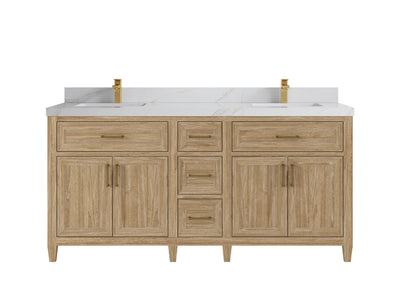Santa Monica Teak Wood 72 in. W x 22 in. D Double Sink Bathroom Vanity