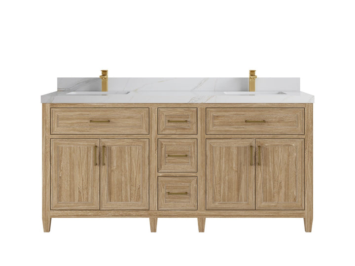 Santa Monica Teak Wood 72 in. W x 22 in. D Double Sink Bathroom Vanity - photo 7