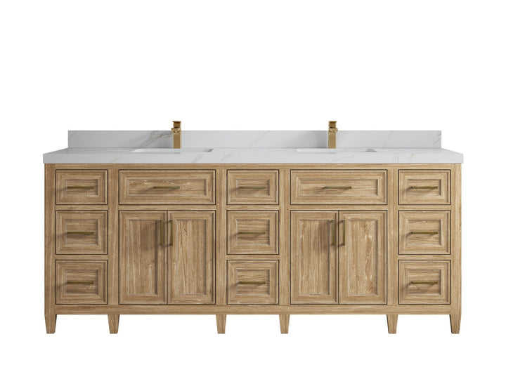 Santa Monica Teak Wood 84 in. W x 22 in. D Double Sink Bathroom Vanity - photo 7