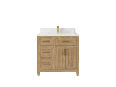 Santa Monica Teak Wood 36 in. W x 22 in. D Center Sink Bathroom Vanity