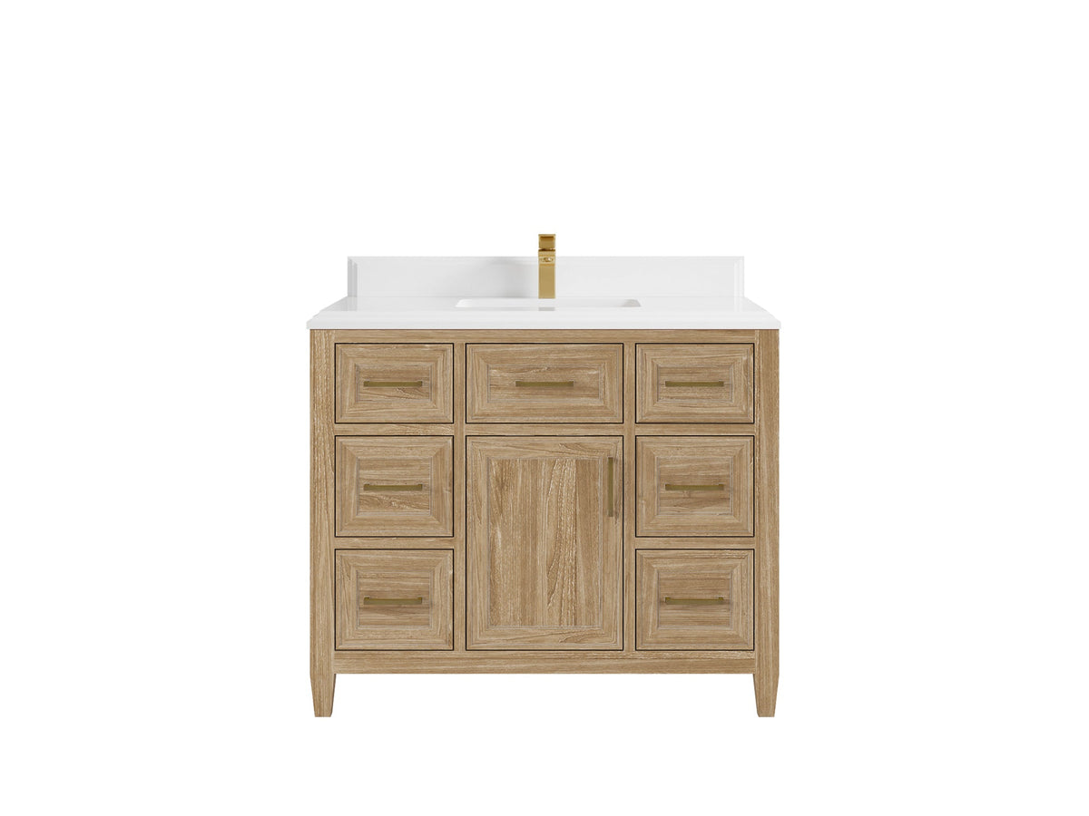 Santa Monica Teak Wood 42 in. W x 22 in. D Single Sink Bathroom Vanity