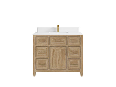 Santa Monica Teak Wood 42 in. W x 22 in. D Single Sink Bathroom Vanity