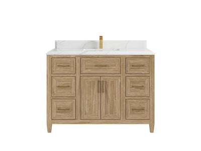 Santa Monica Teak Wood 48 in. W x 22 in. D Single Sink Bathroom Vanity