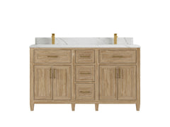 Santa Monica Teak Wood 60 in. W x 22 in. D Double Sink Bathroom Vanity - photo 18