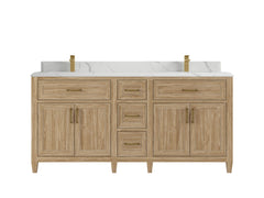 Santa Monica Teak Wood 72 in. W x 22 in. D Double Sink Bathroom Vanity - photo 18