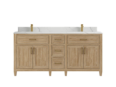 Santa Monica Teak Wood 72 in. W x 22 in. D Double Sink Bathroom Vanity