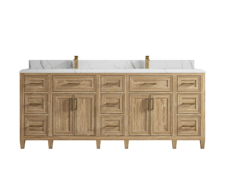 Santa Monica Teak Wood 84 in. W x 22 in. D Double Sink Bathroom Vanity - photo 18