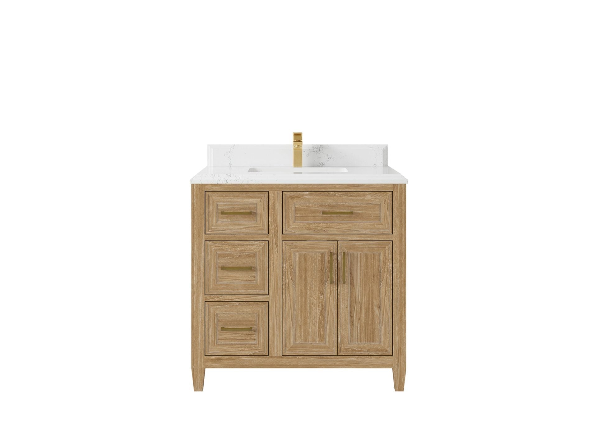 Santa Monica Teak Wood 36 in. W x 22 in. D Center Sink Bathroom Vanity