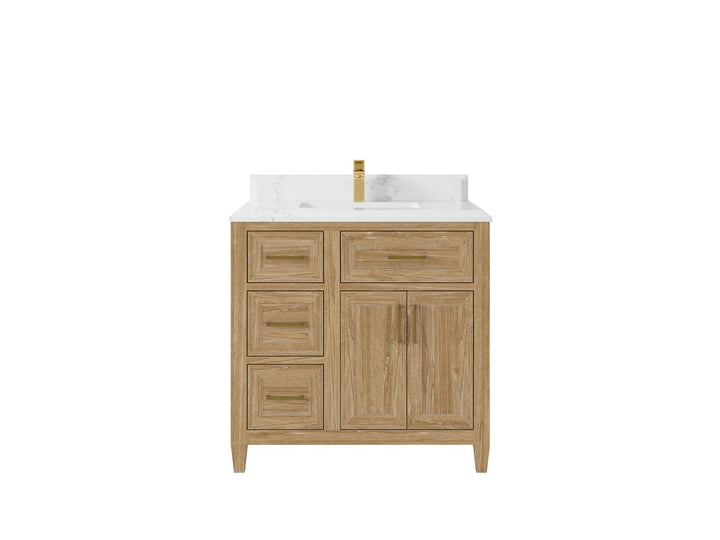 Santa Monica Teak Wood 36 in. W x 22 in. D Center Sink Bathroom Vanity - photo 18