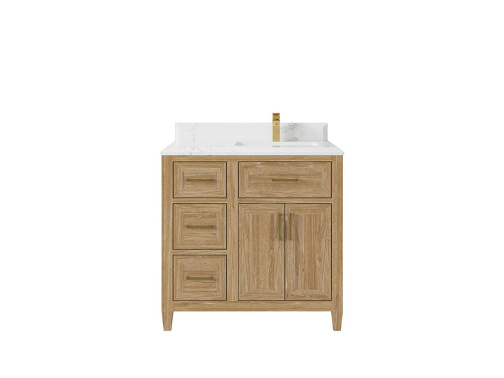 Santa Monica Teak Wood 36 in. W x 22 in. D Right Offset Sink Bathroom Vanity - photo 19