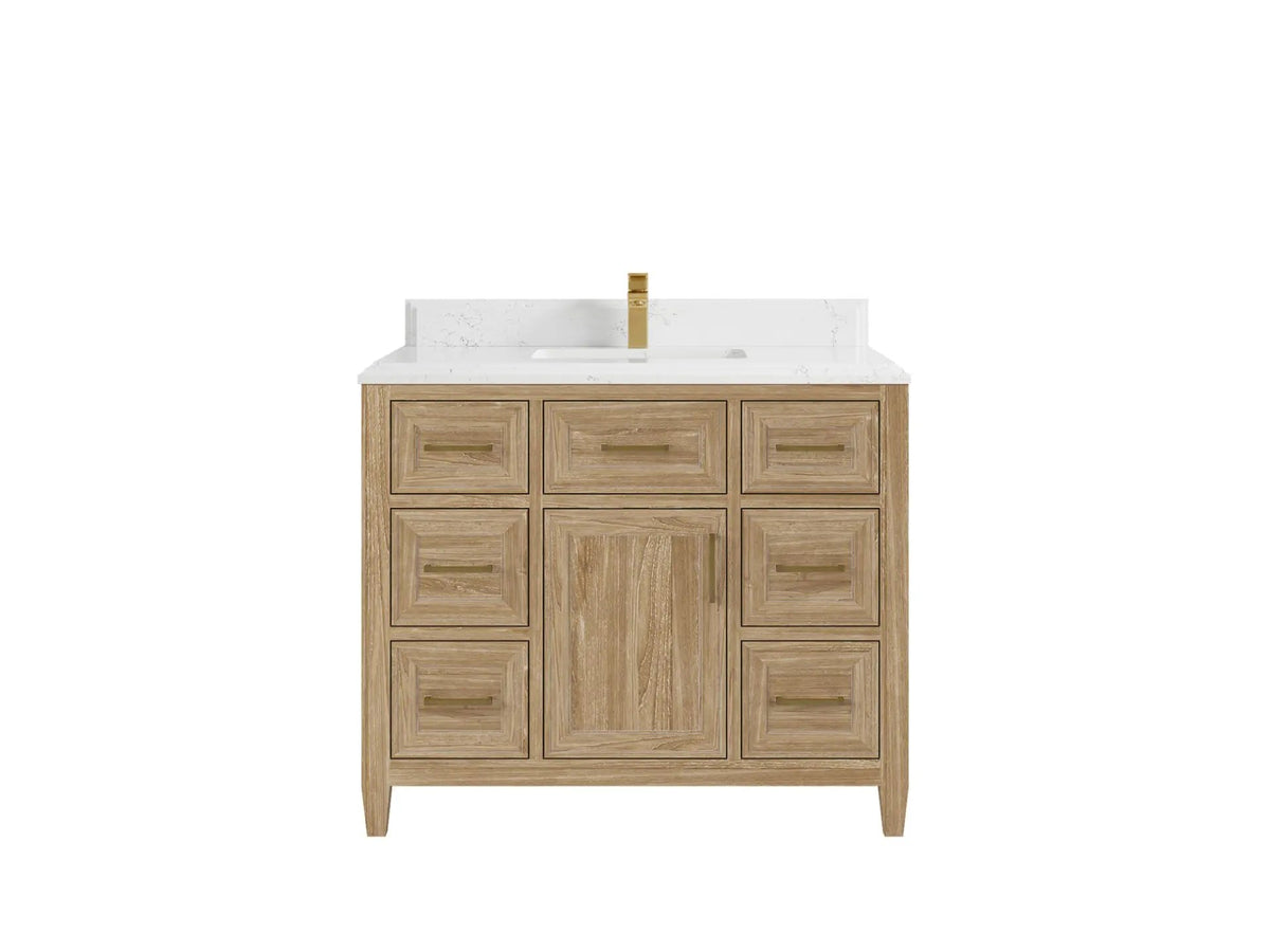 Santa Monica Teak Wood 42 in. W x 22 in. D Single Sink Bathroom Vanity