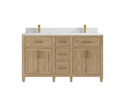 Santa Monica Teak Wood 60 in. W x 22 in. D Double Sink Bathroom Vanity