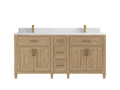 Santa Monica Teak Wood 72 in. W x 22 in. D Double Sink Bathroom Vanity - photo 19