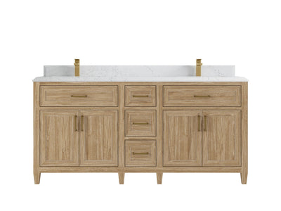 Santa Monica Teak Wood 72 in. W x 22 in. D Double Sink Bathroom Vanity