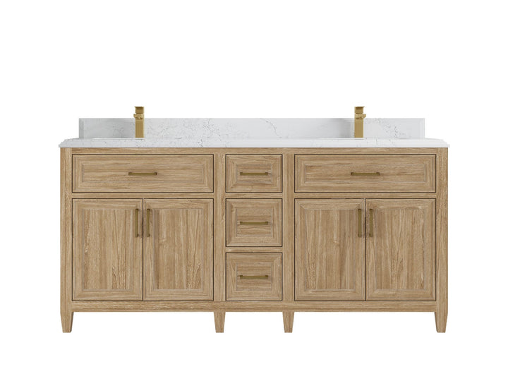 Santa Monica Teak Wood 72 in. W x 22 in. D Double Sink Bathroom Vanity - photo 19