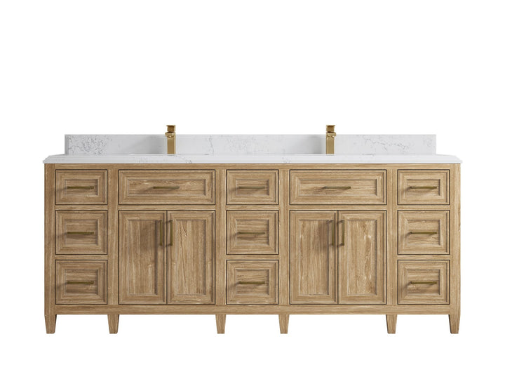 Santa Monica Teak Wood 84 in. W x 22 in. D Double Sink Bathroom Vanity - photo 19