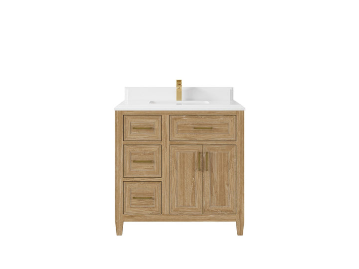 Santa Monica Teak Wood 36 in. W x 22 in. D Center Sink Bathroom Vanity - photo 19