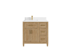 Santa Monica Teak Wood 36 in. W x 22 in. D Left Offset Sink Bathroom Vanity - photo 20