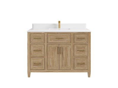 Santa Monica Teak Wood 48 in. W x 22 in. D Single Sink Bathroom Vanity