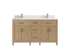 Santa Monica Teak Wood 60 in. W x 22 in. D Double Sink Bathroom Vanity - photo 20