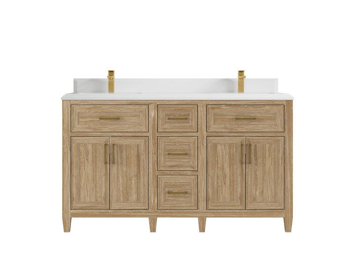 Santa Monica Teak Wood 60 in. W x 22 in. D Double Sink Bathroom Vanity - photo 20