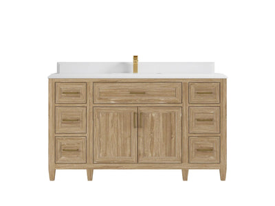 Santa Monica Teak Wood 60 in. W x 22 in. D Single Sink Bathroom Vanity