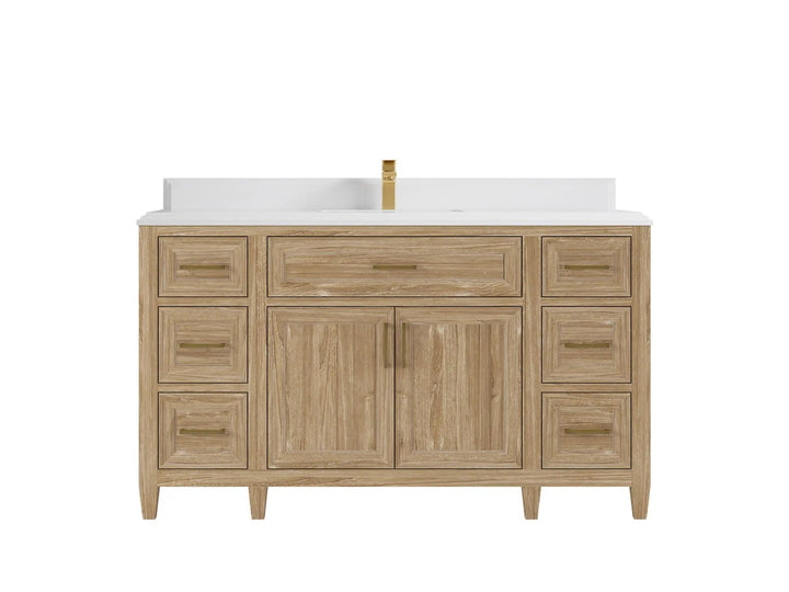 Santa Monica Teak Wood 60 in. W x 22 in. D Single Sink Bathroom Vanity - photo 20