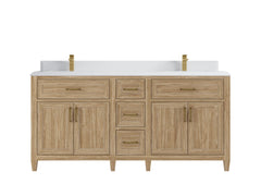Santa Monica Teak Wood 72 in. W x 22 in. D Double Sink Bathroom Vanity - photo 20