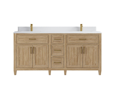 Santa Monica Teak Wood 72 in. W x 22 in. D Double Sink Bathroom Vanity