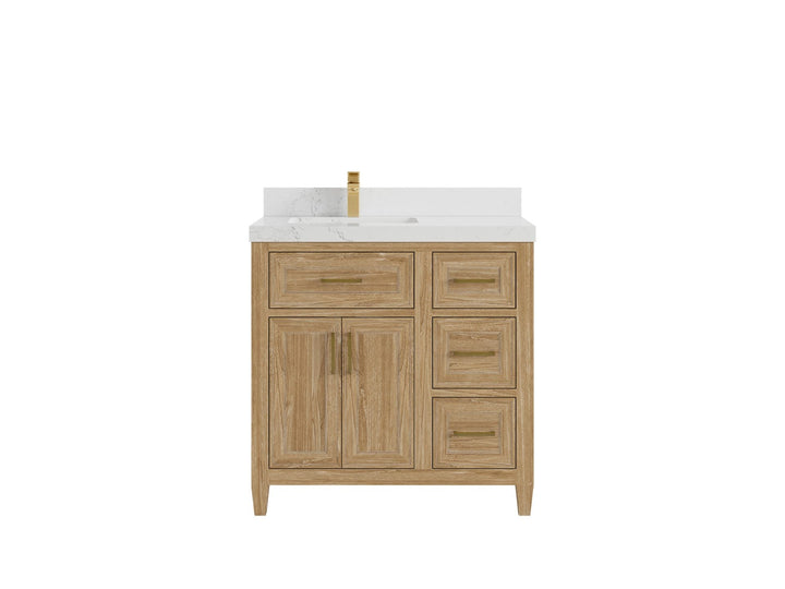 Santa Monica Teak Wood 36 in. W x 22 in. D Left Offset Sink Bathroom Vanity - photo 21
