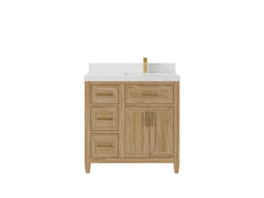 Santa Monica Teak Wood 36 in. W x 22 in. D Right Offset Sink Bathroom Vanity - photo 21