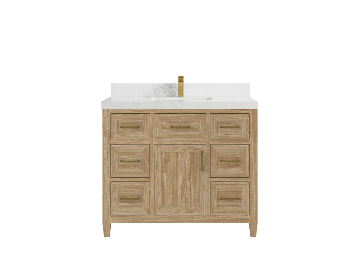 Santa Monica Teak Wood 42 in. W x 22 in. D Single Sink Bathroom Vanity