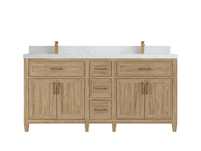 Santa Monica Teak Wood 72 in. W x 22 in. D Double Sink Bathroom Vanity