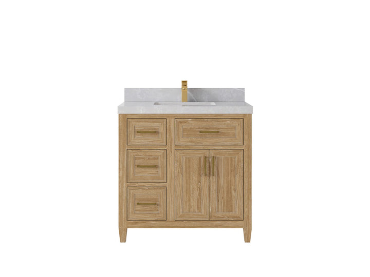 Santa Monica Teak Wood 36 in. W x 22 in. D Center Sink Bathroom Vanity - photo 21