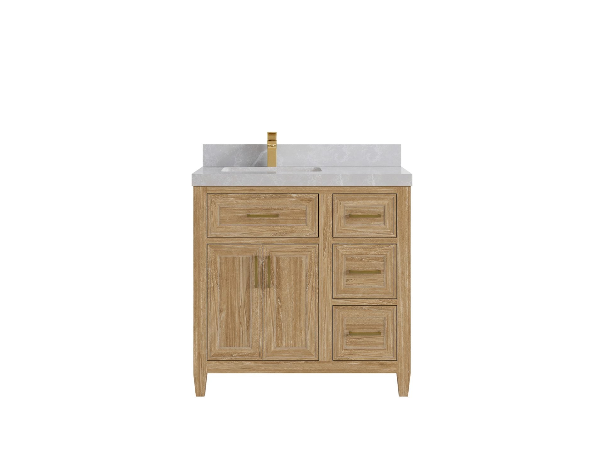 Santa Monica Teak Wood 36 in. W x 22 in. D Left Offset Sink Bathroom Vanity