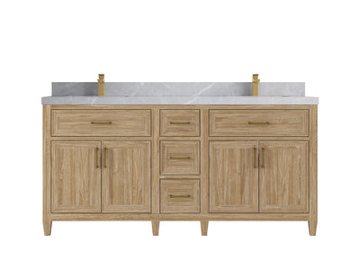 Santa Monica Teak Wood 72 in. W x 22 in. D Double Sink Bathroom Vanity