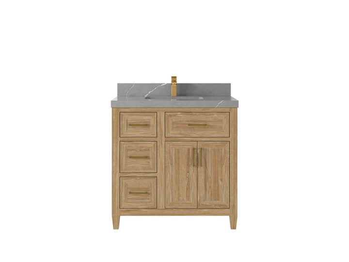 Santa Monica Teak Wood 36 in. W x 22 in. D Center Sink Bathroom Vanity - photo 22