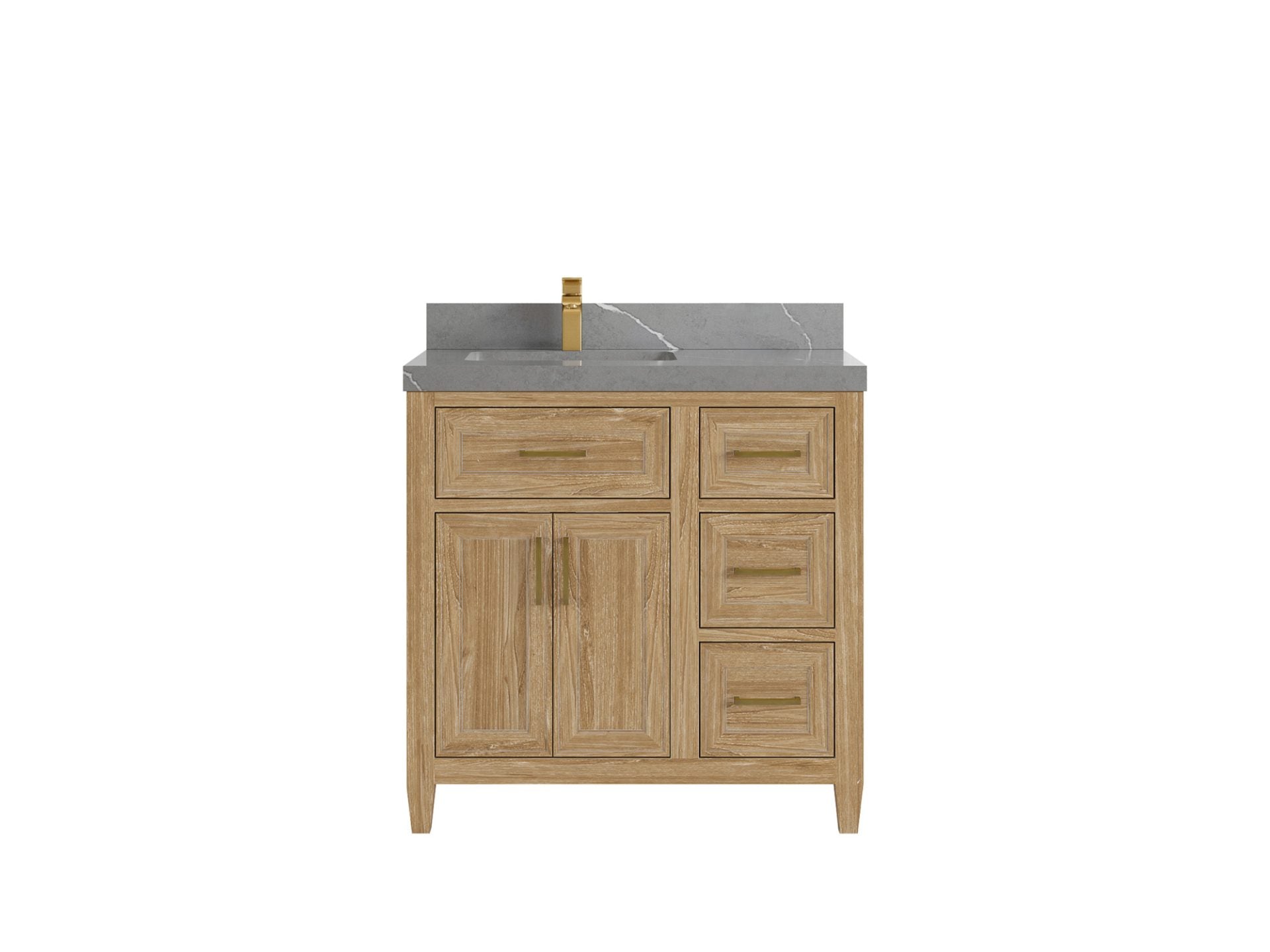 Santa Monica Teak Wood 36 in. W x 22 in. D Left Offset Sink Bathroom Vanity