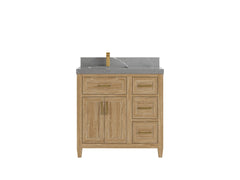Santa Monica Teak Wood 36 in. W x 22 in. D Left Offset Sink Bathroom Vanity - photo 23