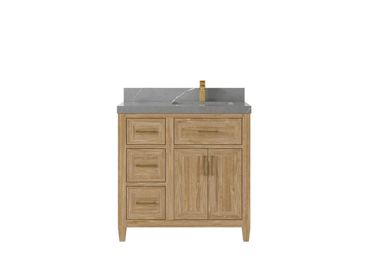 Santa Monica Teak Wood 36 in. W x 22 in. D Right Offset Sink Bathroom Vanity - photo 22