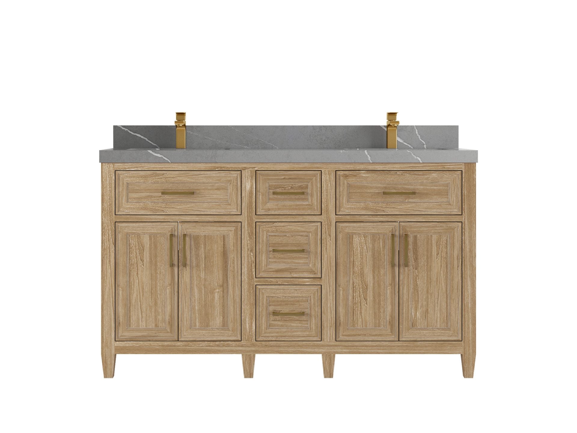 Santa Monica Teak Wood 60 in. W x 22 in. D Double Sink Bathroom Vanity