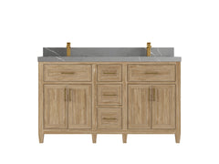 Santa Monica Teak Wood 60 in. W x 22 in. D Double Sink Bathroom Vanity - photo 23