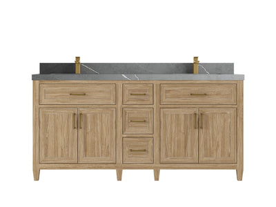 Santa Monica Teak Wood 72 in. W x 22 in. D Double Sink Bathroom Vanity
