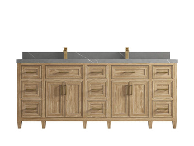 Santa Monica Teak Wood 84 in. W x 22 in. D Double Sink Bathroom Vanity