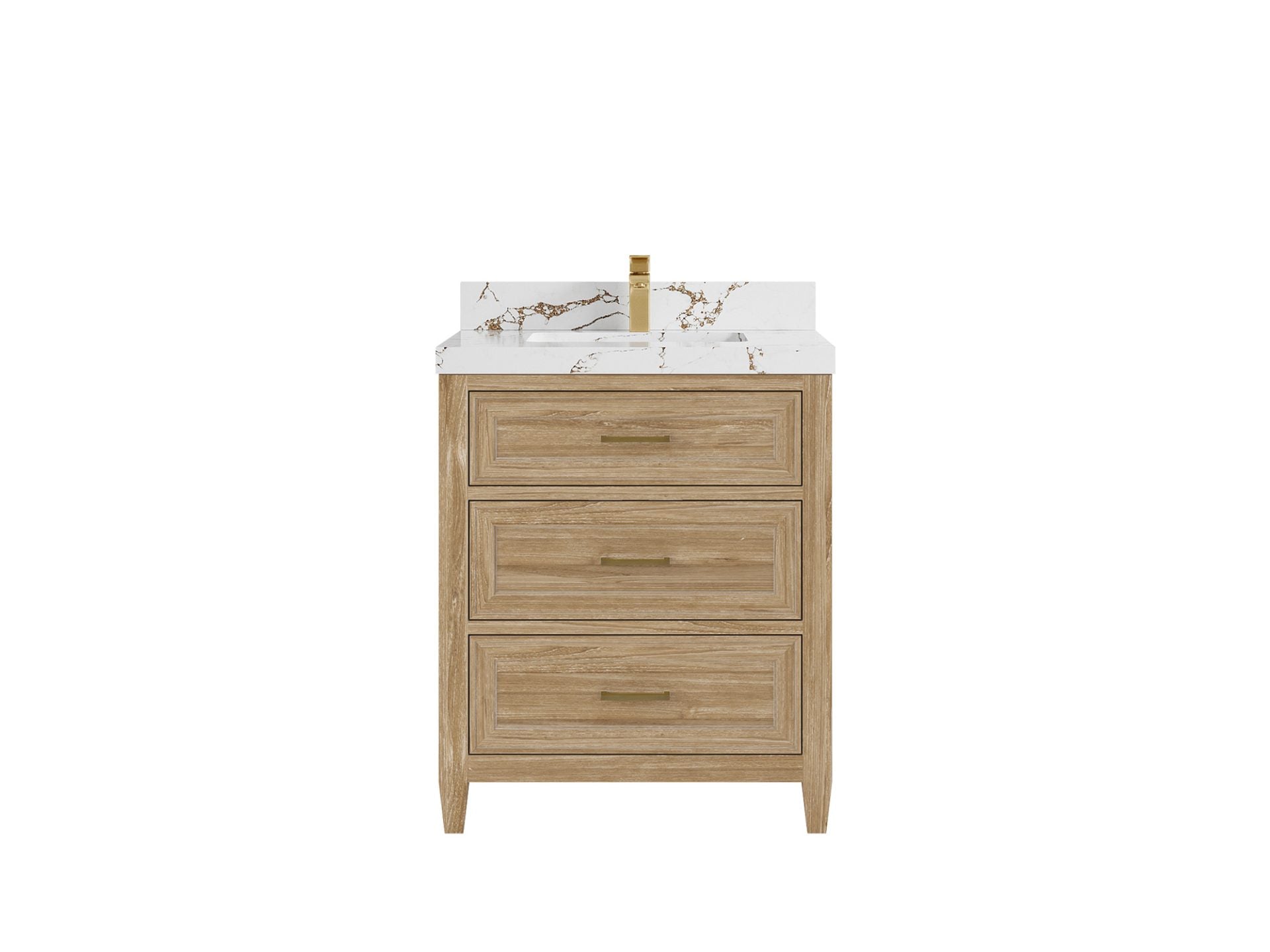 Santa Monica Teak 30 in. W x 22 in. D Single Sink Bathroom Vanity in Whitewashed with 2 in Viola Brown Quartz Countertop